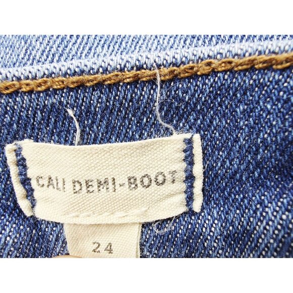 Madewell Size 24X25 Womens Cali Demi Boot Blue Denim Embroidered Logo Jeans - Picture 5 of 12